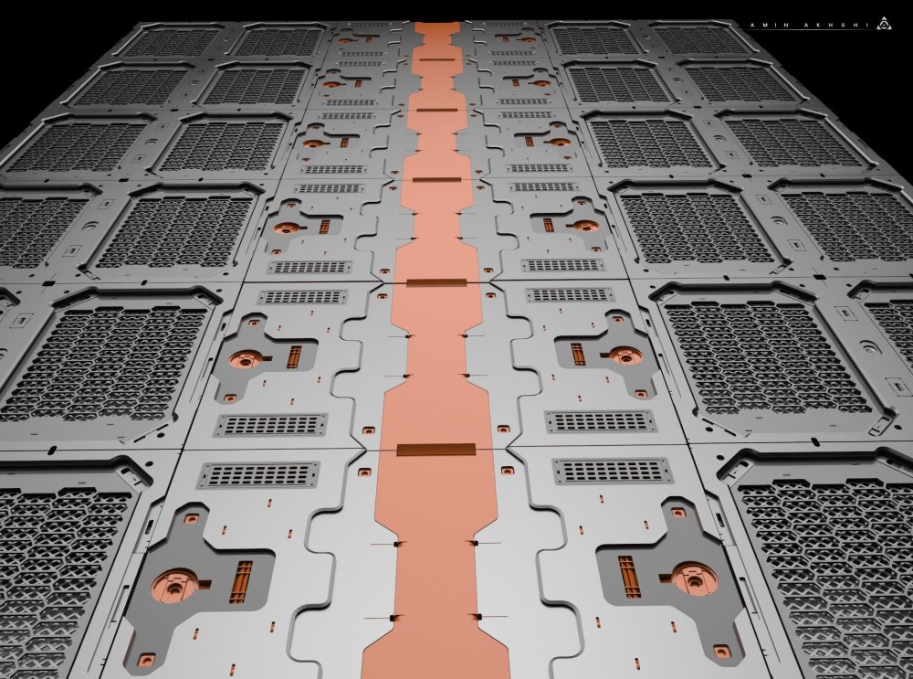 Sci Fi Spaceship Corridor Cyberpunk