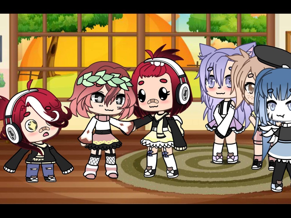 Вещи Gacha Life на зеленом фоне