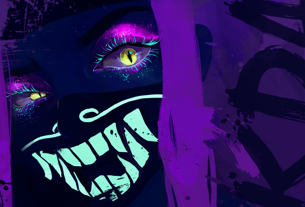 Akali KDA неон маска