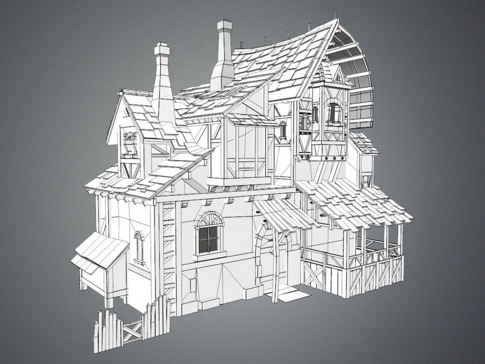 Low Poly средневековый дом