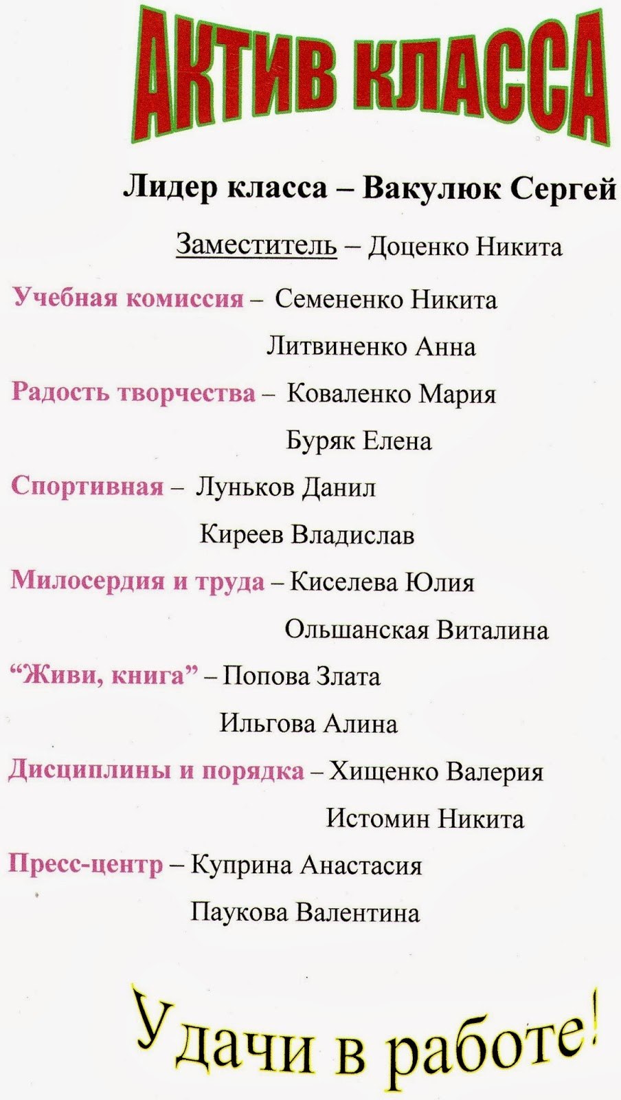 Рисунок поручения в классе