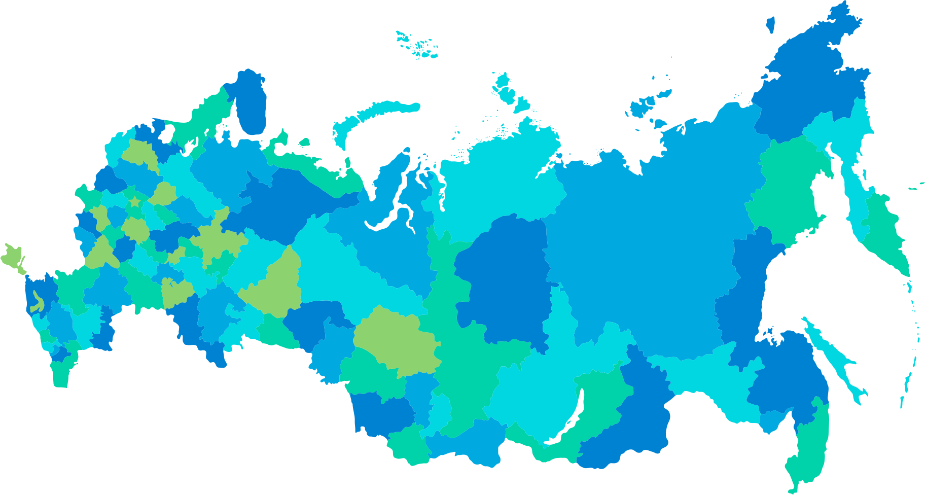 Карта россии в синем цвете