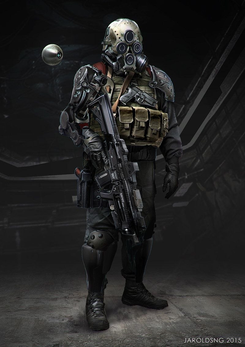 Cyberpunk Concept Art солдат