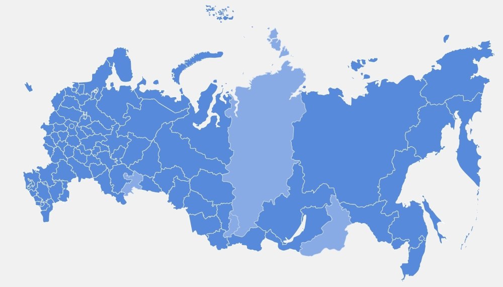 Очертания России на белом фоне