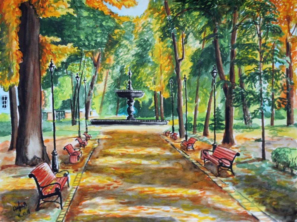 Leonid Afremov зимний парк картина