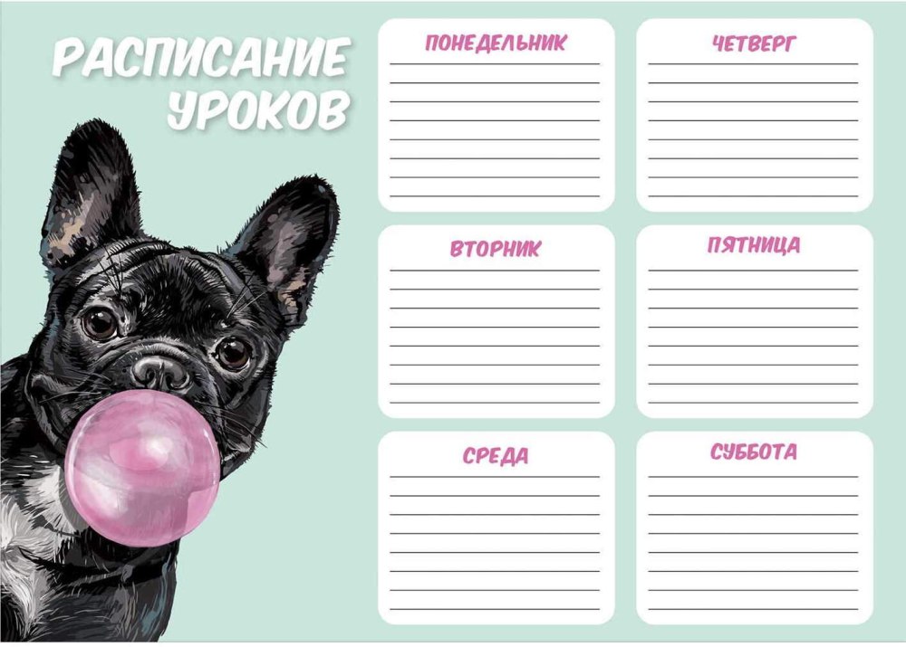 Расписание уроков для подростков