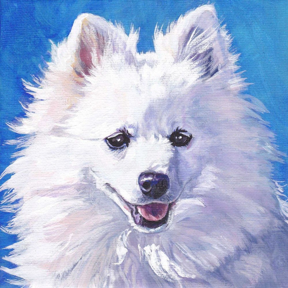 Белая лайка собака живопись