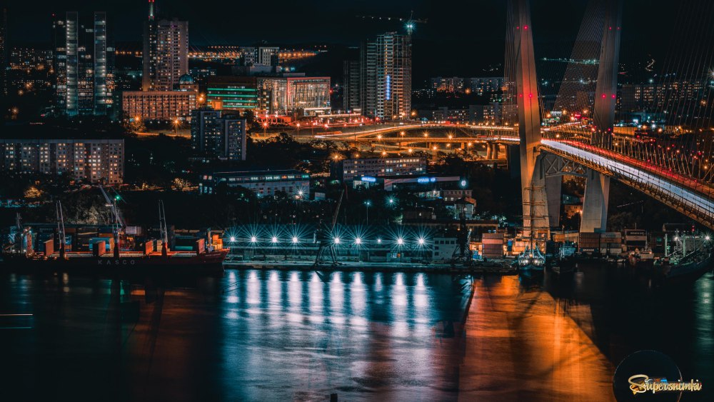 Золотой мост Владивосток вечером