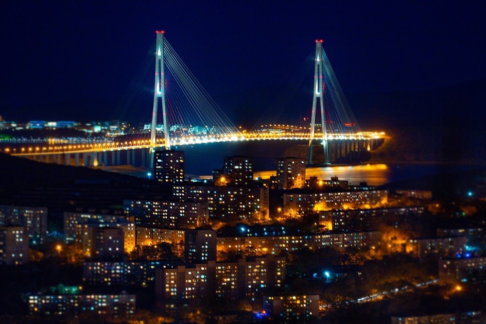 Золотой мост Владивосток ночью