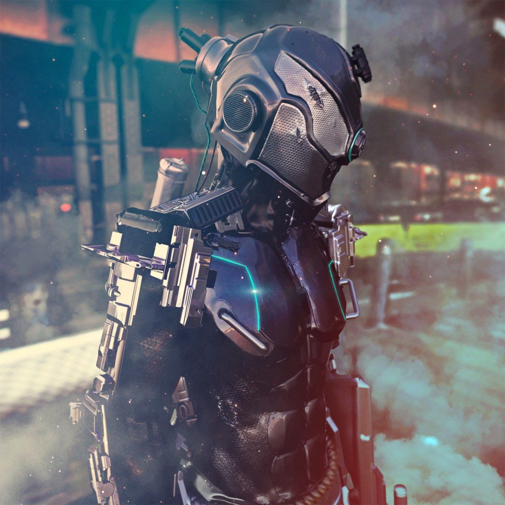 Cyberpunk Concept Art солдат