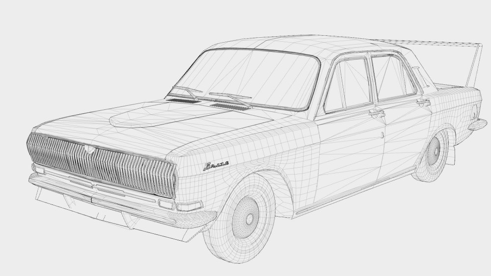Волга ГАЗ 24 рисунок карандашами