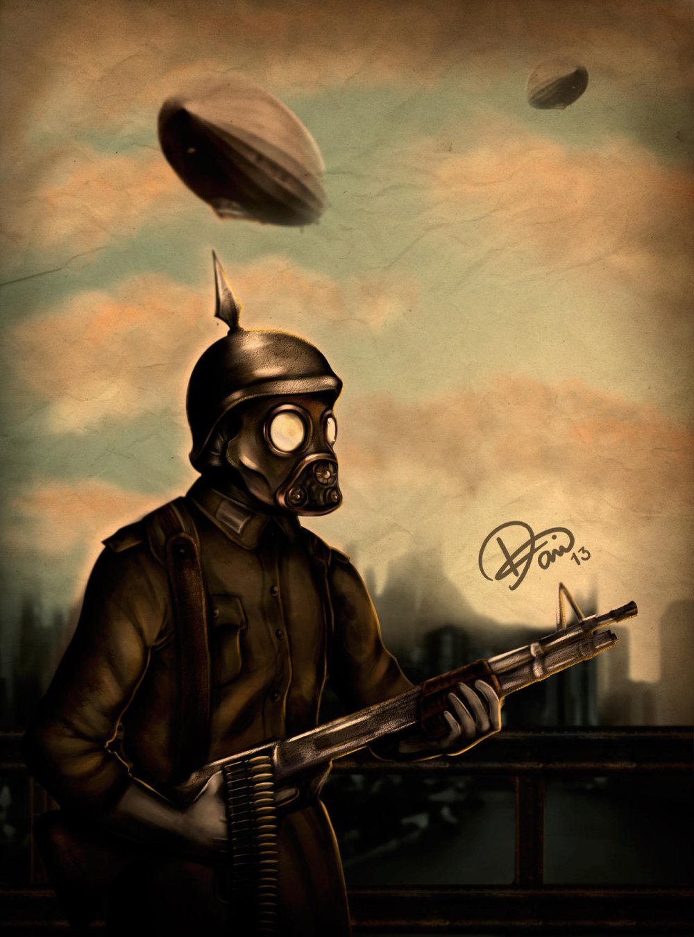 Dieselpunk Concept Art солдат ww1