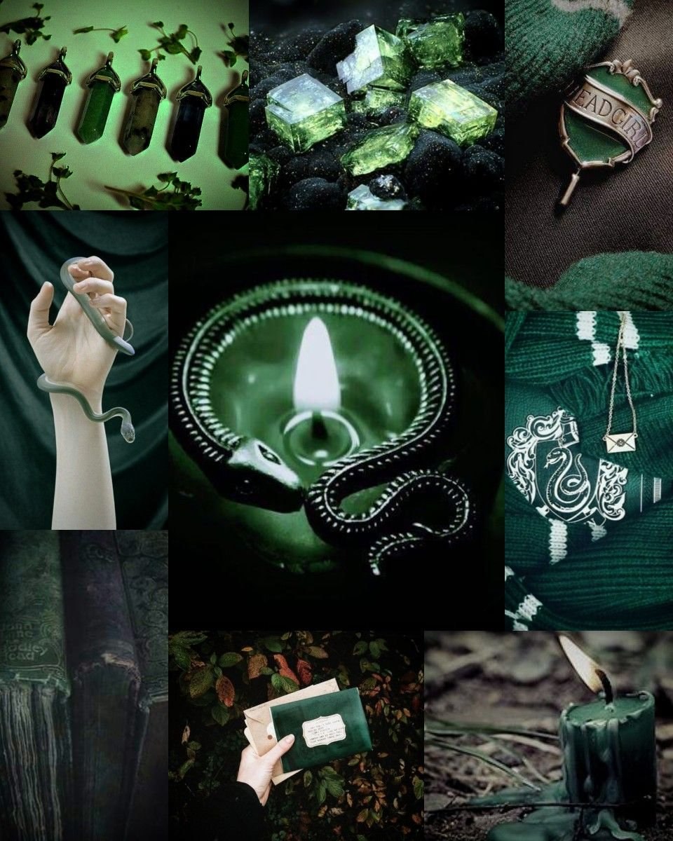 Эстетика зелёного цвета коллаж Slytherin