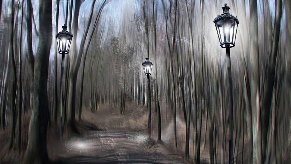Осенний парк акварель