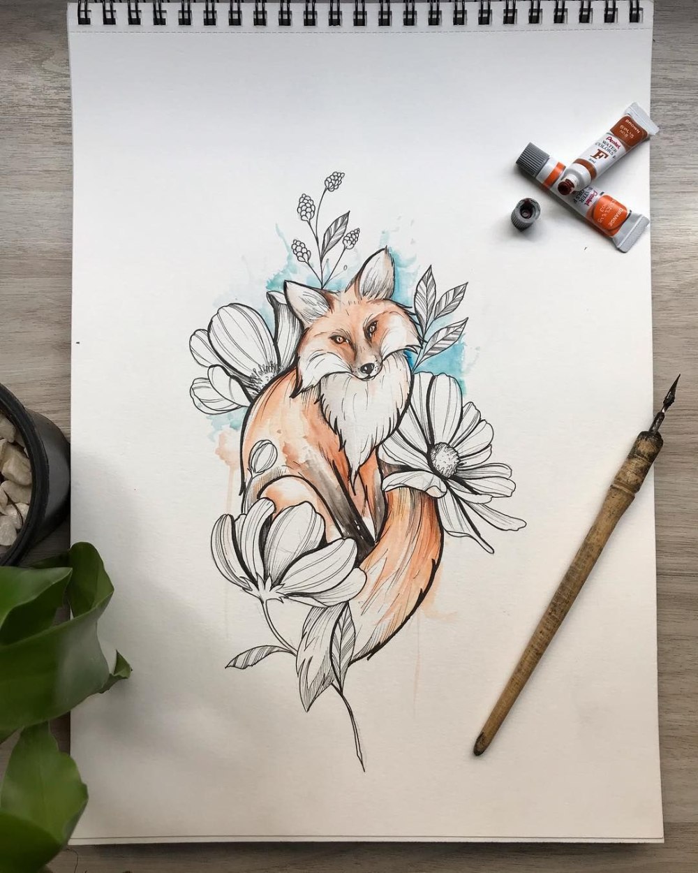 Тату лиса эскиз