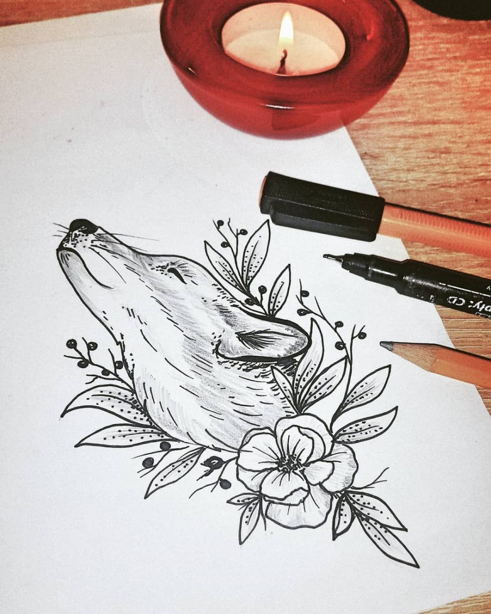 Кот тату эскиз