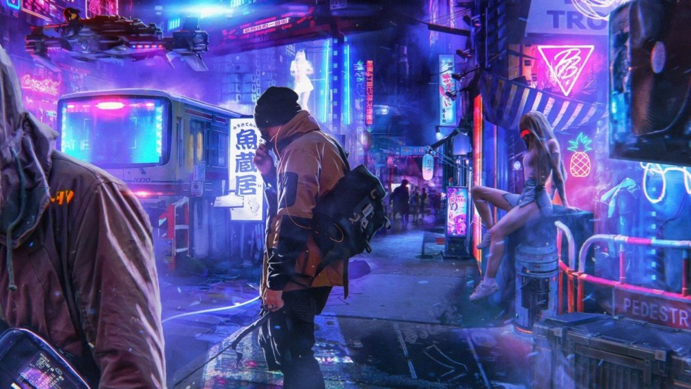 Cyberpunk 2077 Art City неон