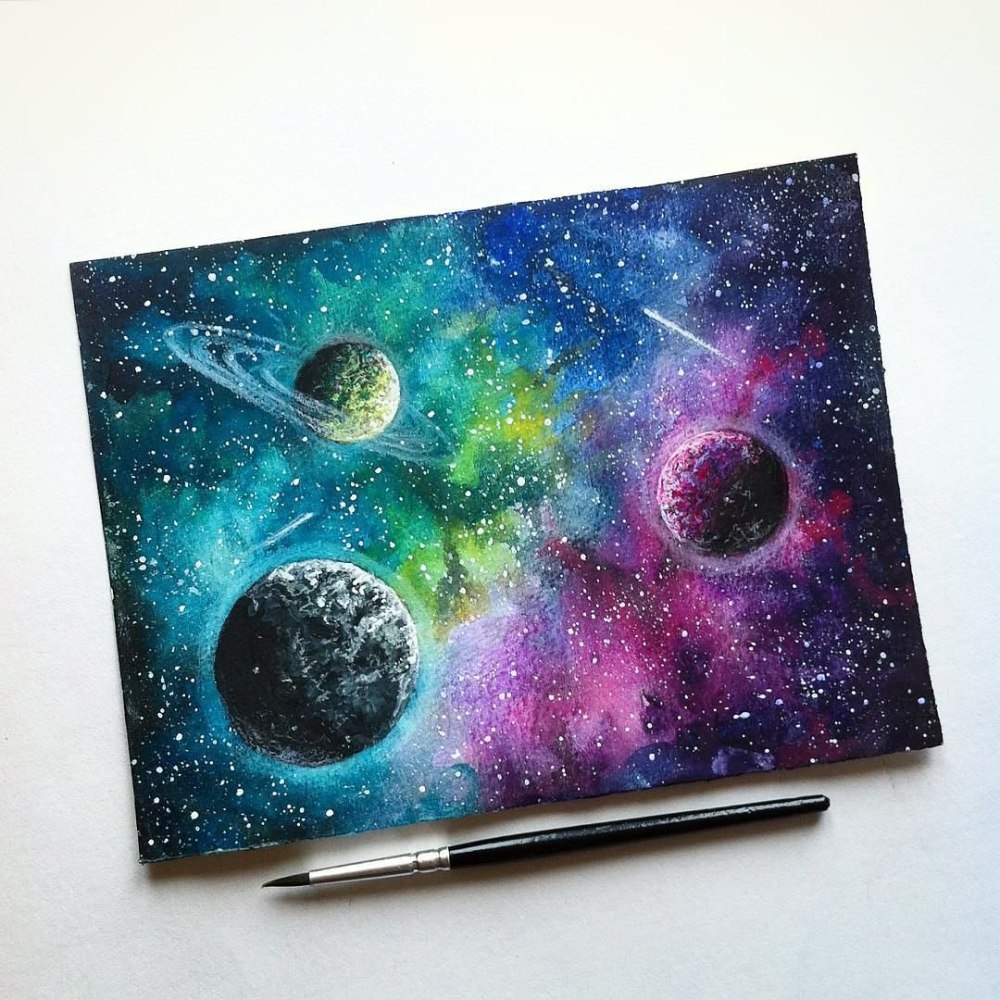Космический пейзаж акрилом
