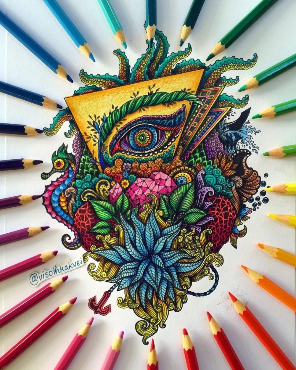 Пейзаж фломастерами