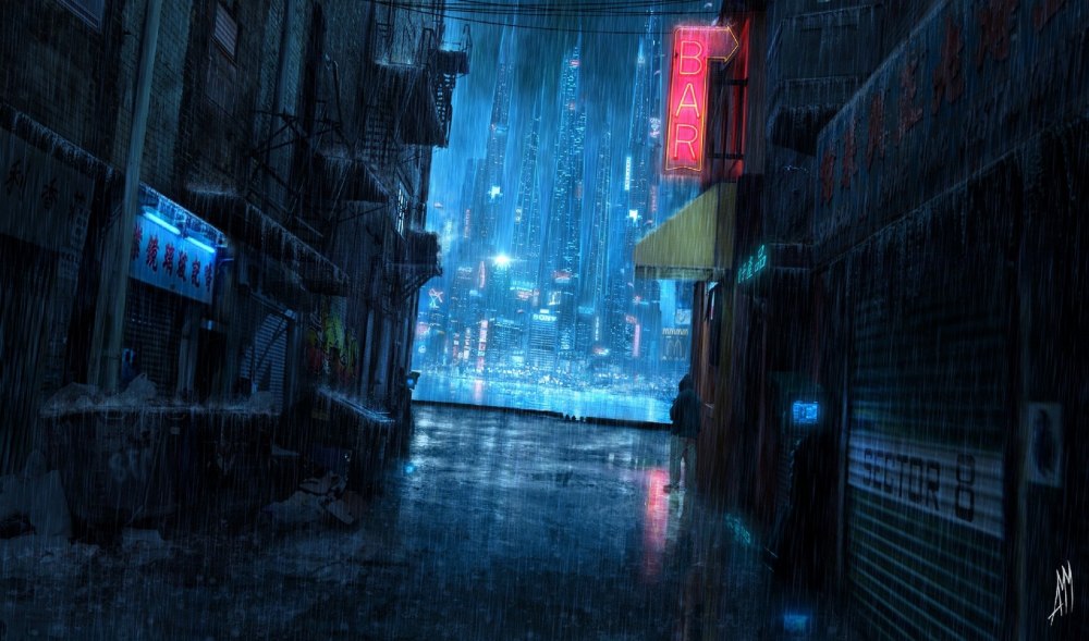 Киберпанк город Alley