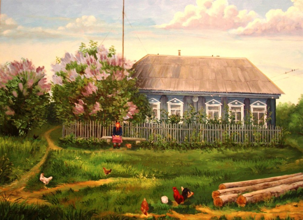 Фотофон деревенский домик