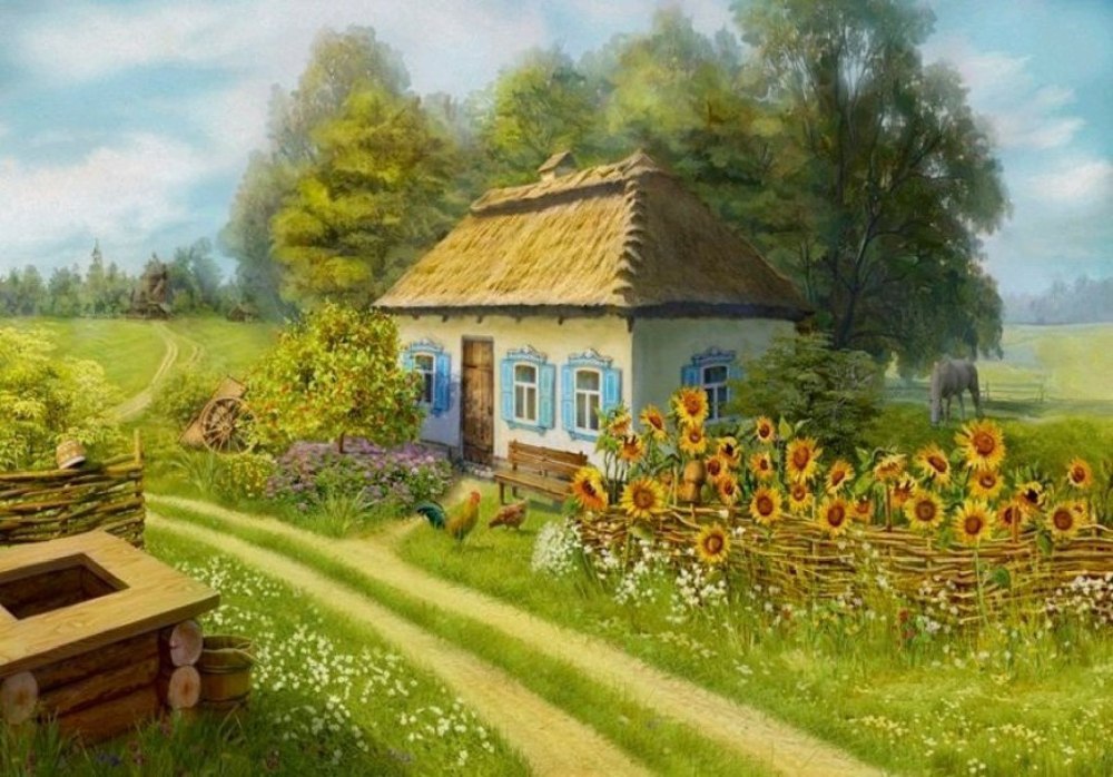 Деревня корова вектор