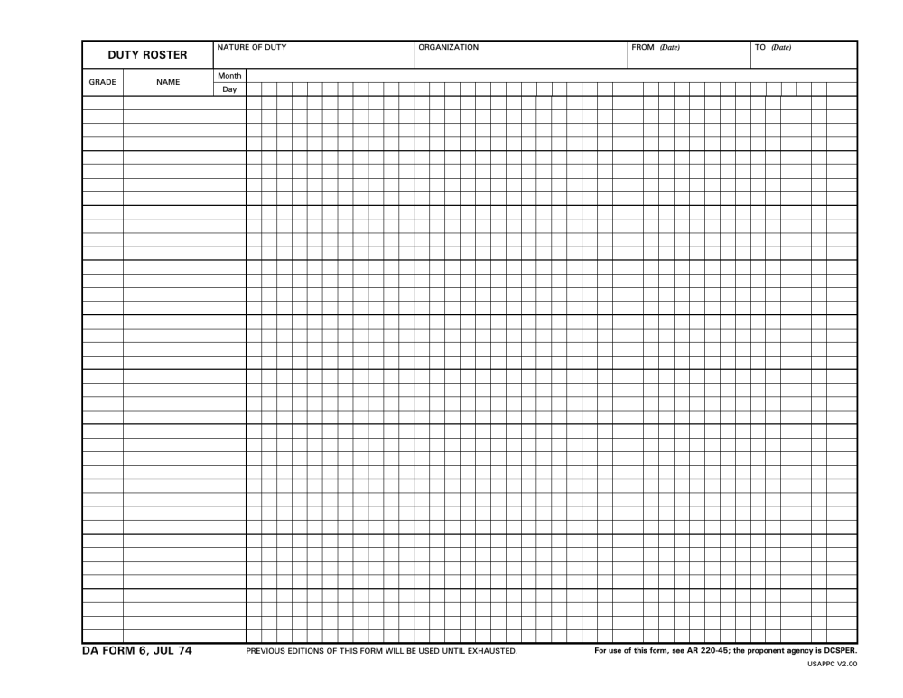 Roster form