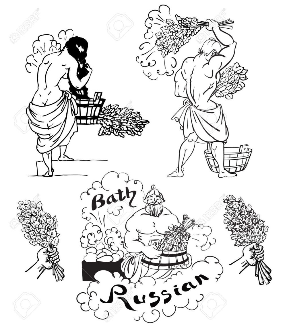 Баня контурный рисунок