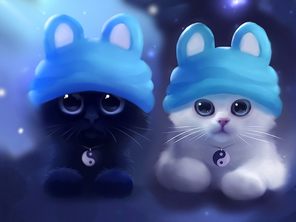 Фон с нарисованными котами