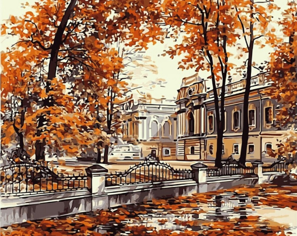 Алмазная мозаика алмазное хобби осенний парк 40х50