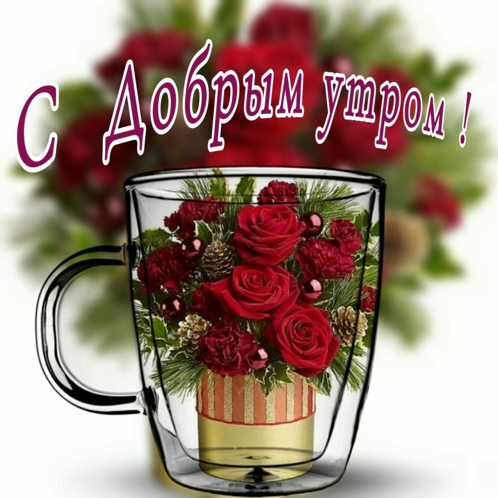 Утренние цветы с пожеланиями