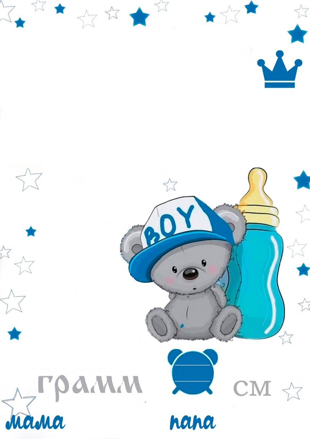 Метрика для новорожденного мальчика