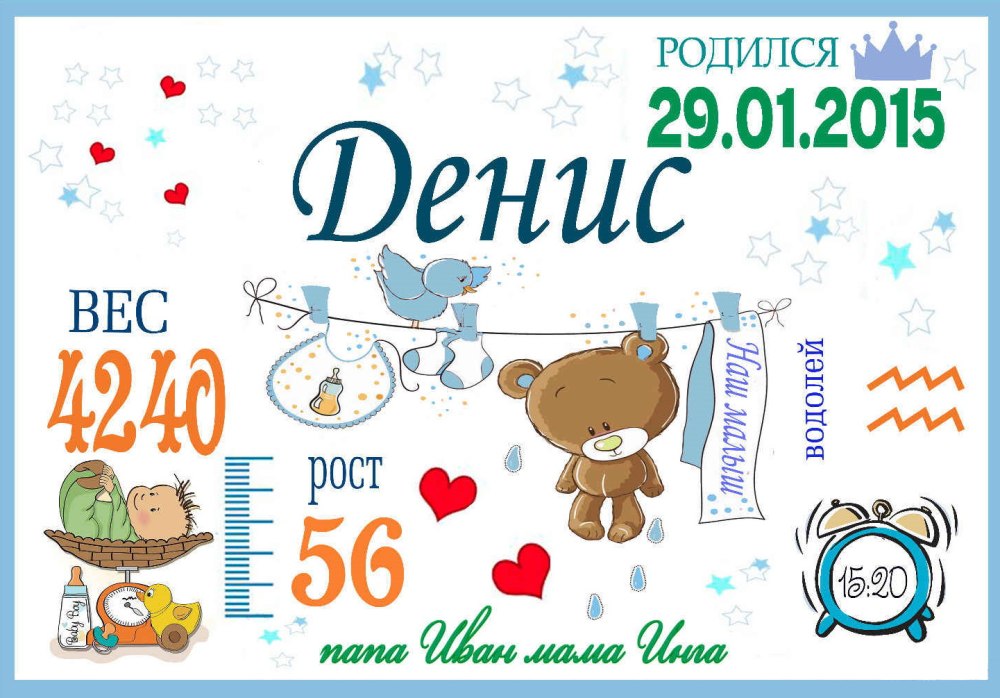 Метрика образец для мальчика