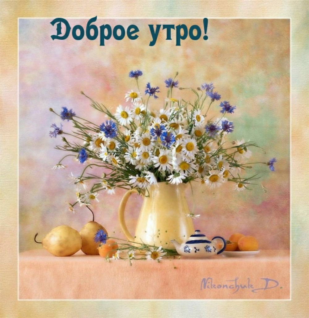 Доброе утро с ромашками и васильками