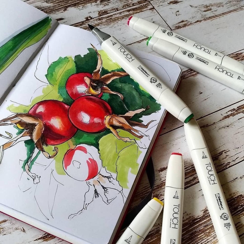 Рисунки маркерами с тенью