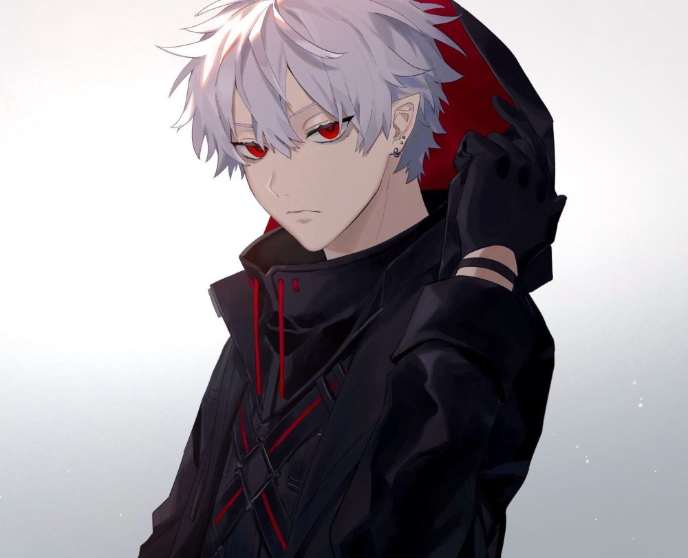Anime boy with White hair