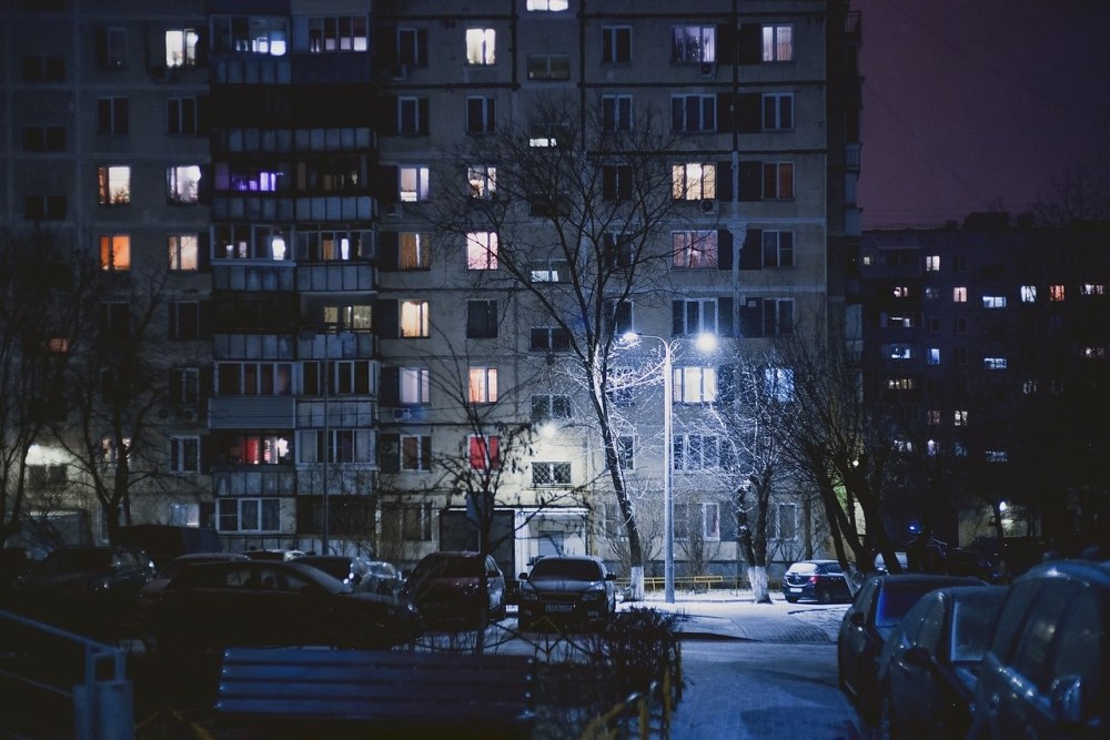 Зимняя ночь в городе
