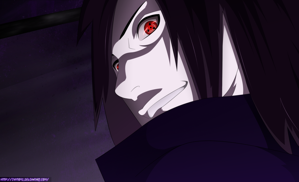 Uchiha Madara глаза фиолетовые