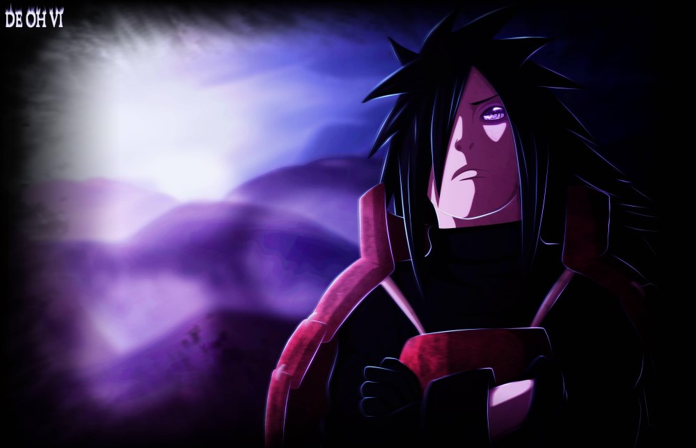 Uchiha Madara глаза фиолетовые