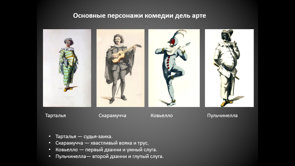 Комедия дель арте персонажи