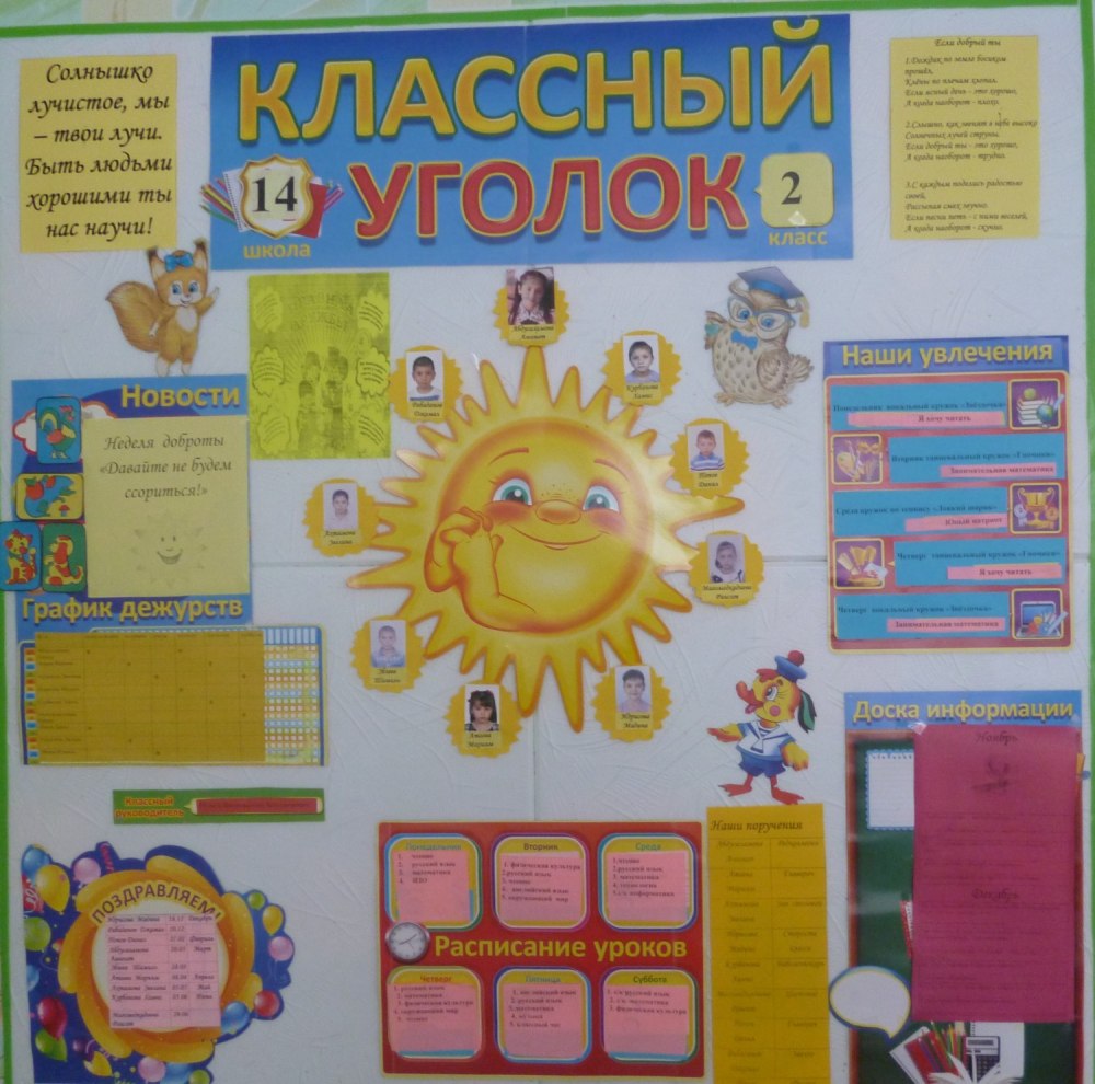 Уголок класса в начальной школе