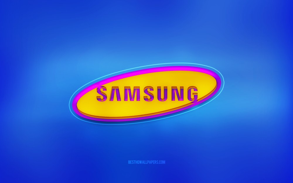 Логотип Samsung на синем фоне