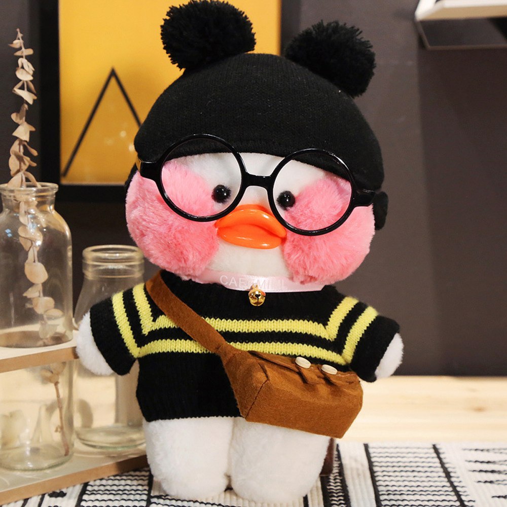 Розовая плюшевая игрушка lalafanfan kawaii Cafe Mimi желтая утка 30 см