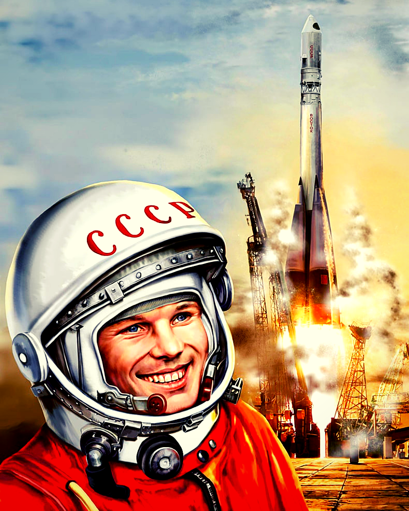 Юрий Гагарин в скафандре