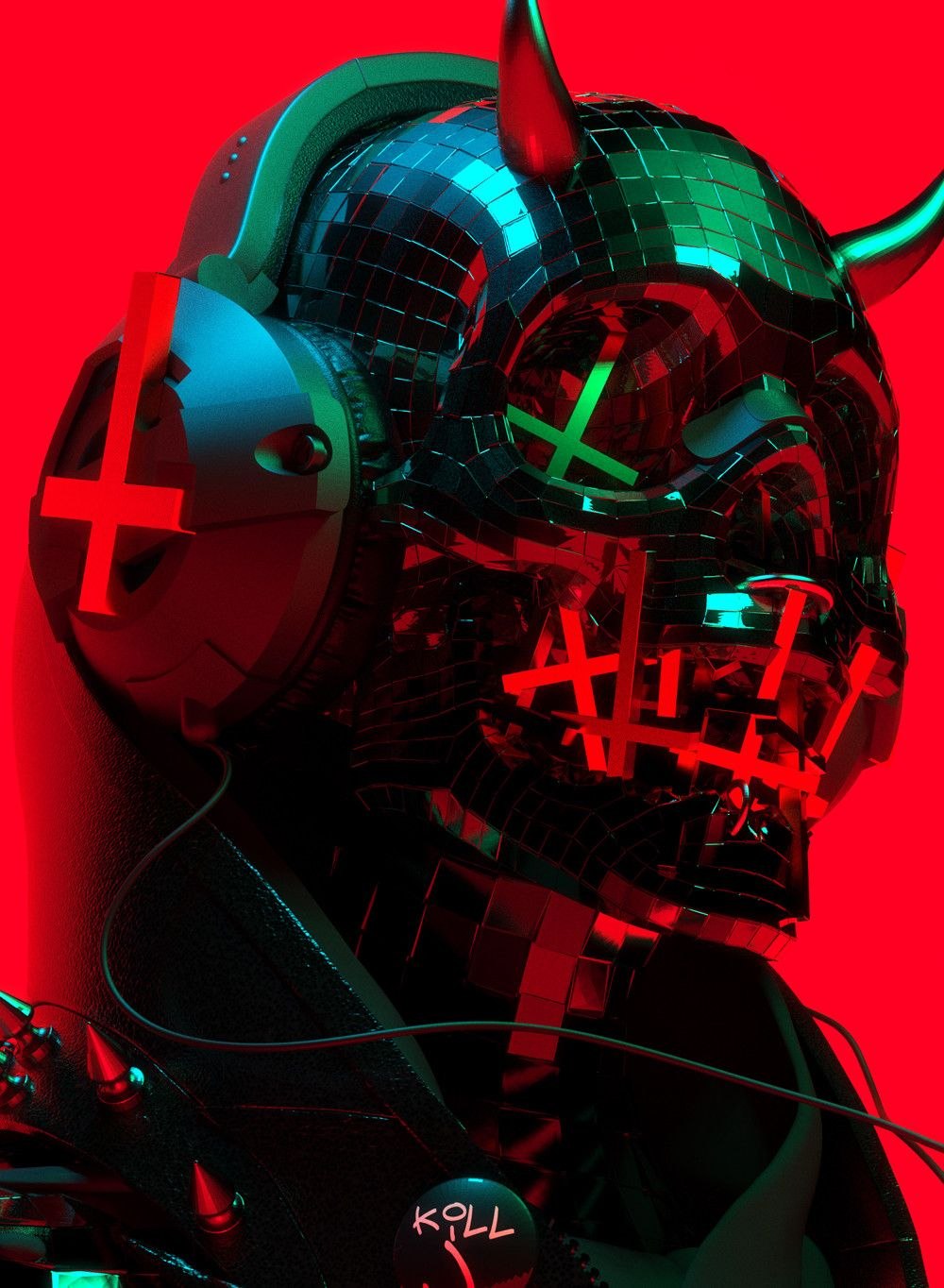 Cyberpunk 2077 Art череп