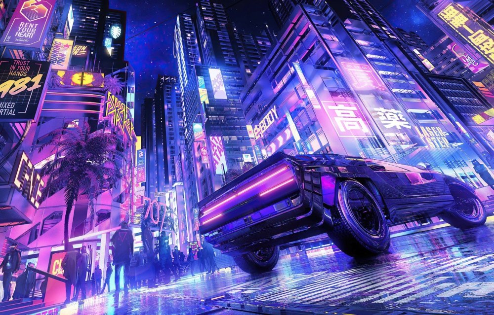 Cyberpunk 2077 машина неон