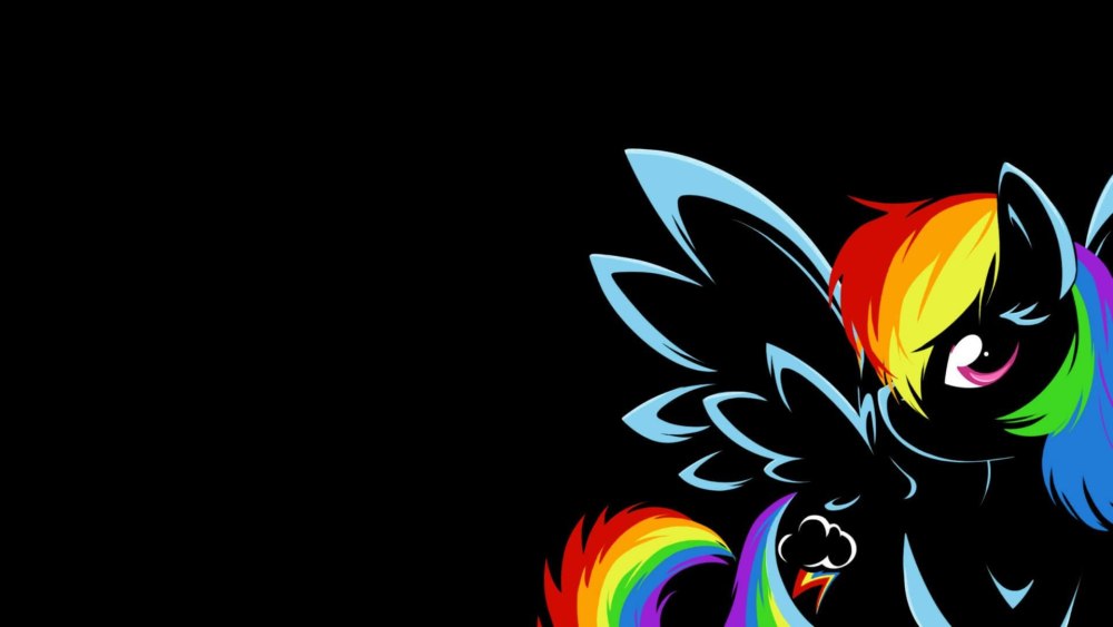 Rainbow Dash на черном фоне