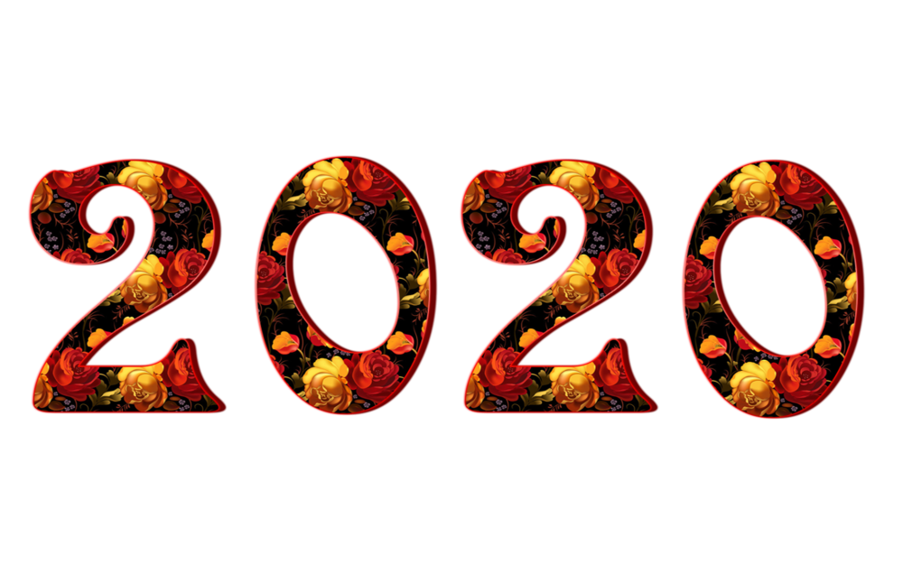 Цифры 2020 на прозрачном фоне