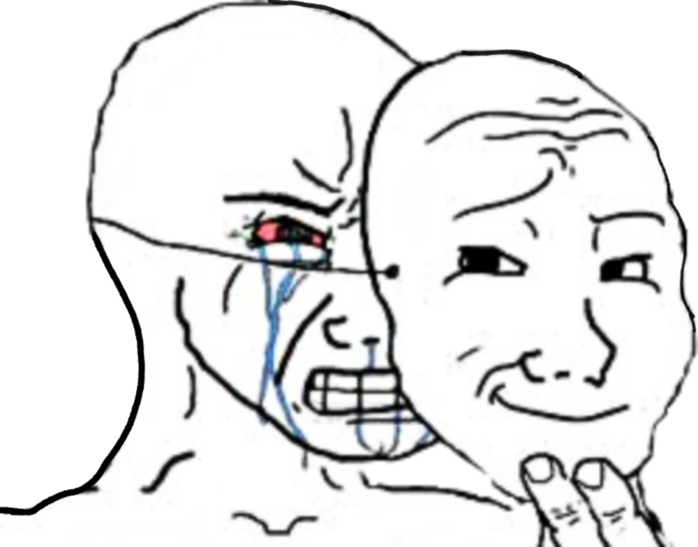 Wojak плачет под маской