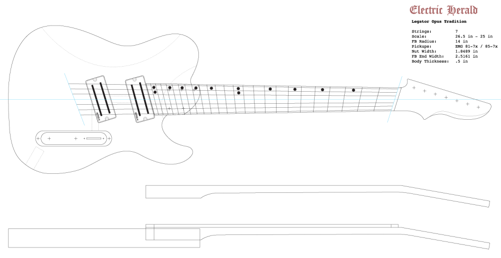 Чертеж Ibanez RG 7 струн